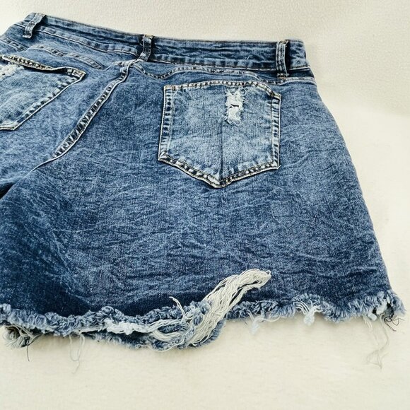 Kroix Jean Shorts Women Plus Size 22 Distressed Torn Ripped Holes Raw Rag Cutoff - Picture 9 of 10
